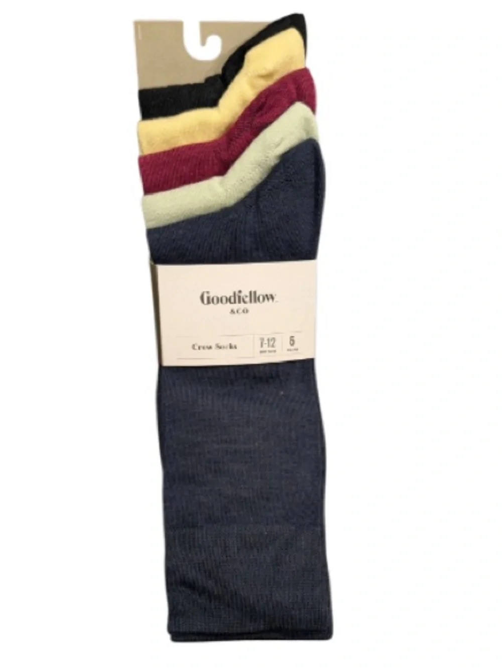 Goodfellow & Co Men’s Crew Socks - Navy with Assorted Accent Colors - 5 Pack NEW